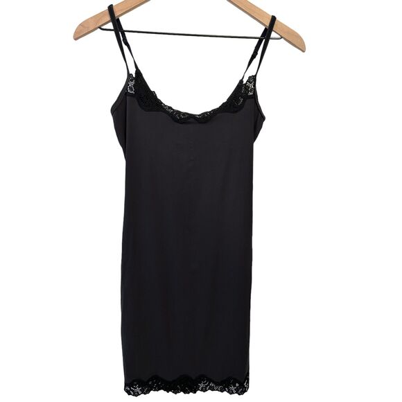 NWT SKIMS FITS EVERYBODY CORDED LACE SLIP DRESS IN ONYX Medium - Picture 4 of 7